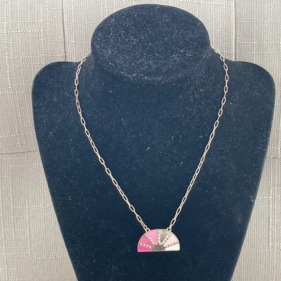 Women Necklace Pink/gold Tone Pendant Fashion Jewelry - Picture 3 of 9